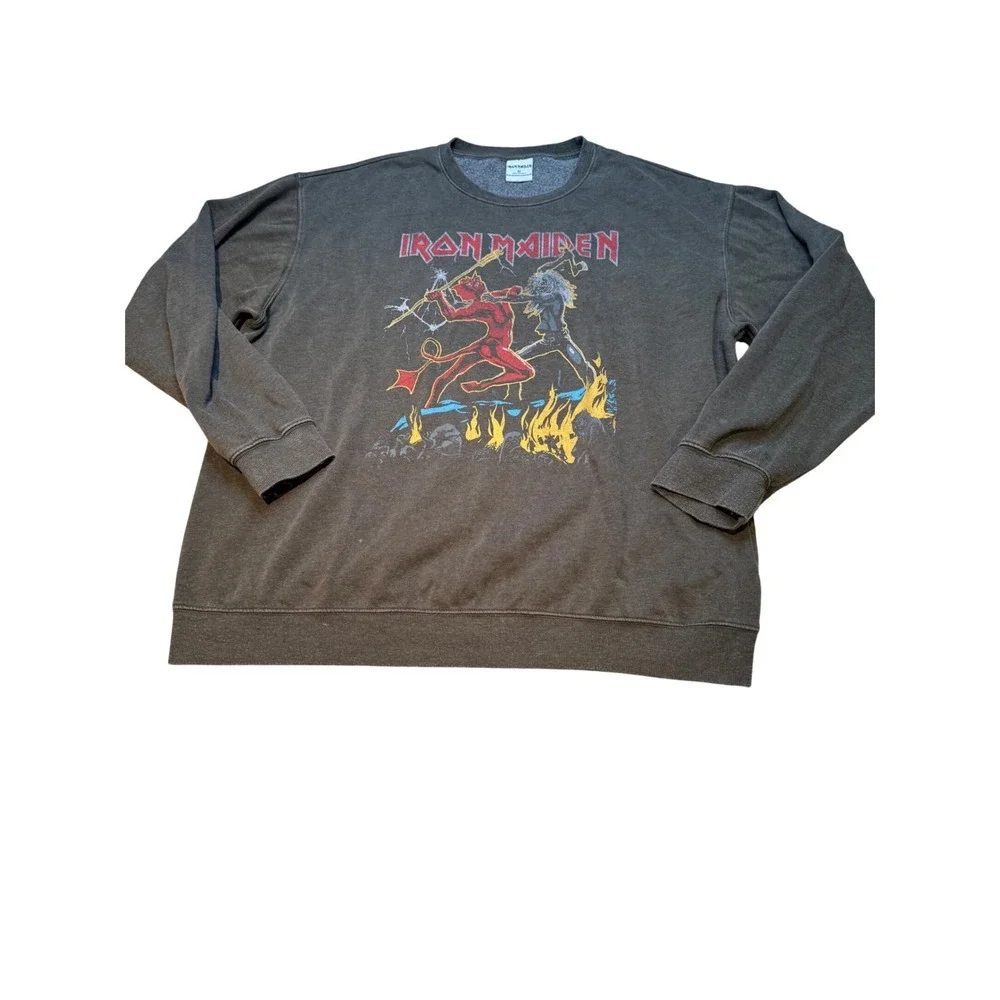 Iron Maiden Number‎ of the Beast Graphic Sweatshirt Washed Grey 2X 2023 QY217